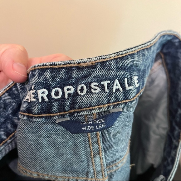 Aeropostale High Rise Wide Leg Jean | Raw Hem Denim - Picture 7 of 12